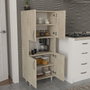 Hanah Home Mueble de Baño Travertino Melamina 59.5x140.3x29.5 cm Armario con Estantes Amplio Almacenamiento
